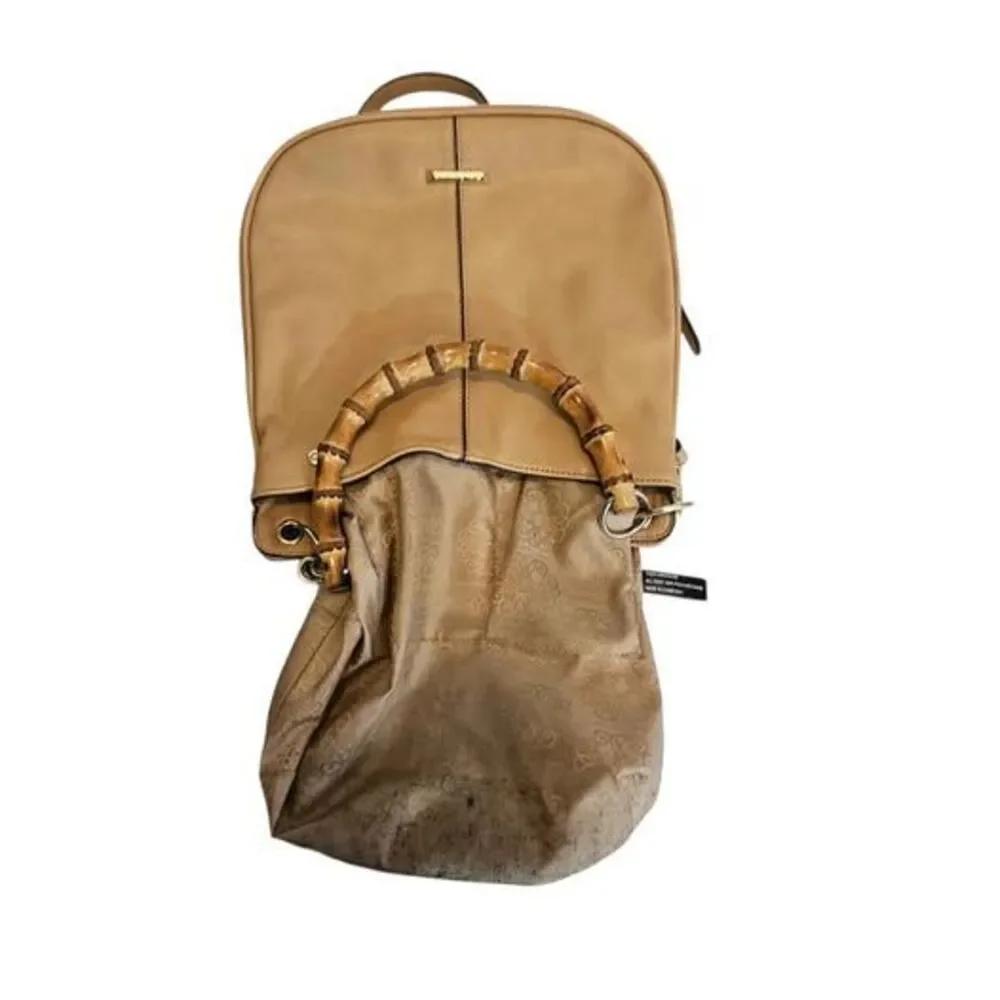 Enzo Angiolini Vegan Leather Handbag With Bamboo Clutch & Adjustable Strap
